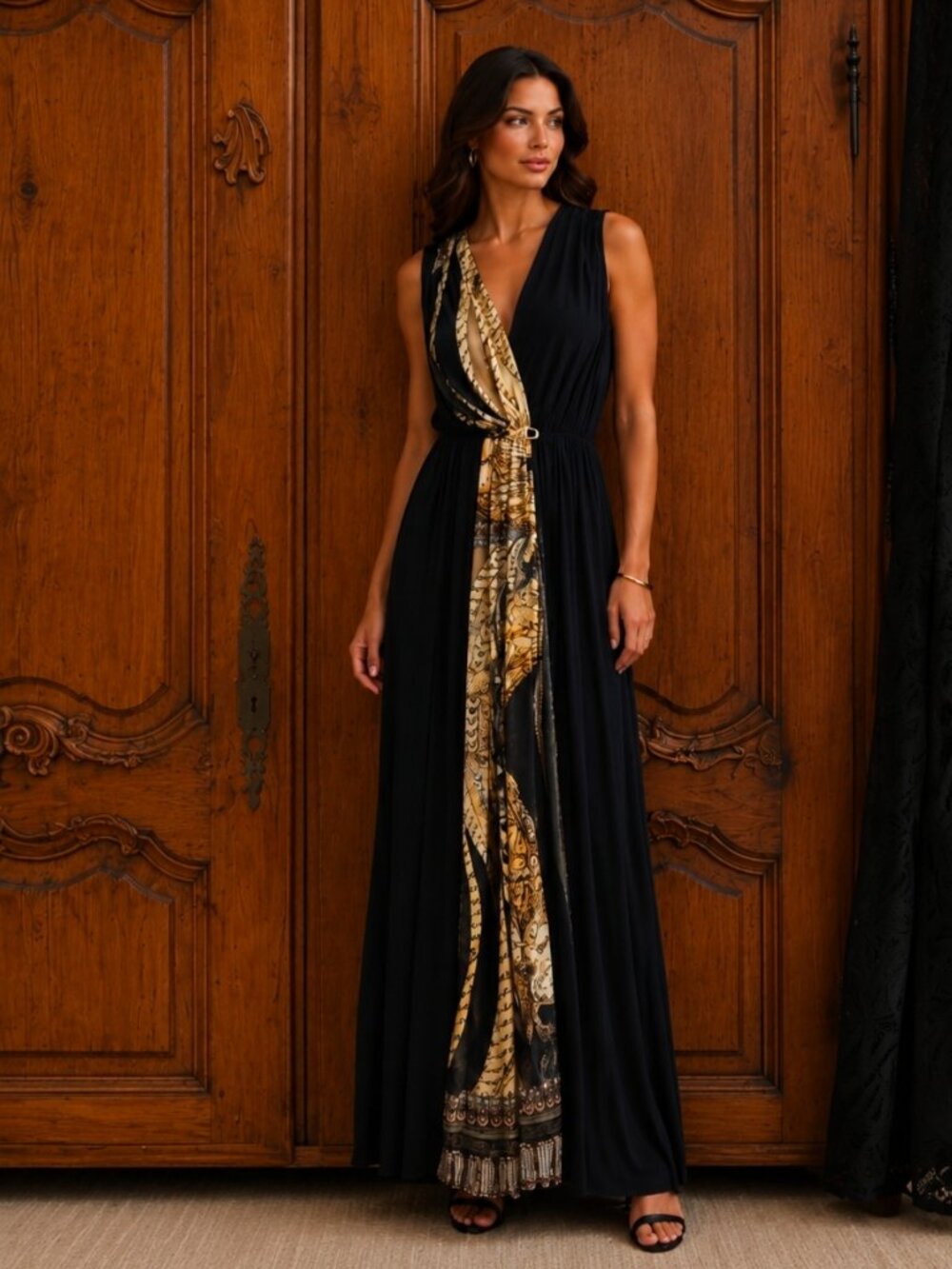 CLASS Roberto Cavalli Sleeveless Printed Maxi Dress – Made in Italy